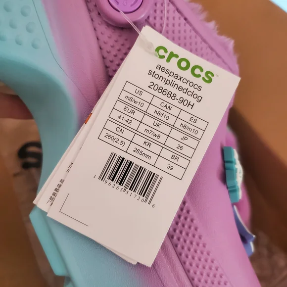 Crocs x Aespa New Lined Stomp Clogs Lilac Blue Men's 8 / Women's 10 NWT - Picture 12 of 15
